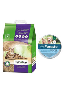 JRS Cat'S Best Smart Pellets 10 l (6 kg) + BAYER FORESTO Obroża dla kota i psa przeciw kleszczom i pchłom poniżej 8 kg