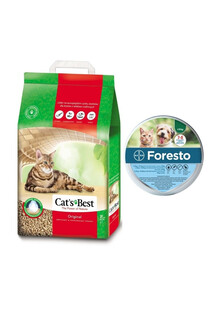 JRS Cat'S best eco plus 7l (3 kg) + BAYER FORESTO Obroża dla kota i psa przeciw kleszczom i pchłom poniżej 8 kg