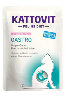 KATTOVIT Feline Diet Gastro Łosoś z ryżem 85 g - mokra karma specjalistyczna dla kotów dorosłych