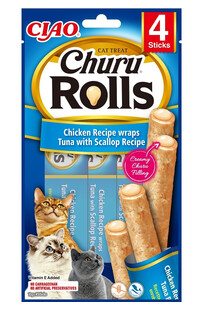 Churu Rolls Chicken 4x10g wrapy z kurczakiem, tuńczykiem i przegrzebkami dla kota