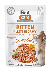 BRIT CARE Fillets in Gravy Kitten saszetki w sosie dla kociąt z łososiem zestaw 24x85g