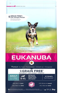 EUKANUBA Grain Free S-XL Adult 3 kg - sucha karma dla dorosłych psów wszystkich ras kaczka