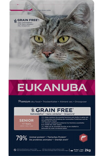 EUKANUBA Grain Free Senior 2 kg dla sucha karma dla starszych kotów z łososiem