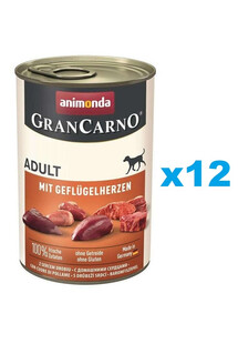 ANIMONDA Gran Carno Adult with Poultry hearts 12x400 g z sercami drobiowymi dla dorosłych psów