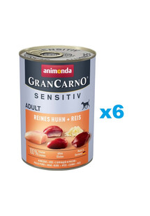 ANIMONDA GranCarno Sensitiv Pure Chicken&Rice 6x400 g kurczak z ryżem dla dorosłych wrażliwych psów