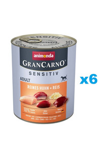 ANIMONDA GranCarno Sensitiv Pure Chicken&Rice 6x800 g kurczak z ryżem dla dorosłych wrażliwych psów