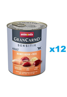 ANIMONDA GranCarno Sensitiv Pure Chicken&Rice 12x800 g kurczak z ryżem dla dorosłych wrażliwych psów