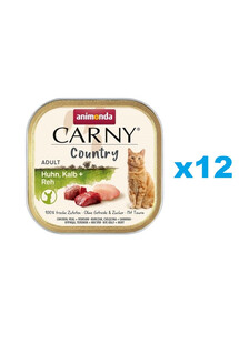 ANIMONDA Carny Country Adult Chicken, Veal, Vension 12x100 g kurczak, cielęcina i wieprzowina dla dorosłych kotów