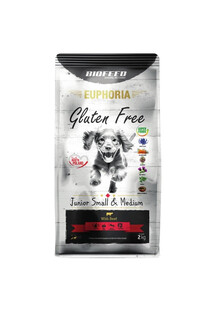 EUPHORIA Gluten Free z wołowiną dla szczeniąt małych i średnich ras 2 kg