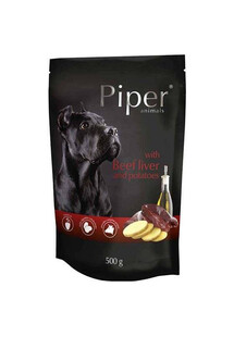 Piper doypack z wątróbką wołową i ziemniakami 500 g - mokra karma dla psów dorosłych ras dużych i średnich, 500g