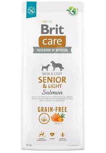 Brit care dog grain-free senior&light salmon 12kg - sucha karma dla psów starszych i z nadwagą, 12kg