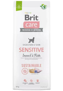 Brit care dog sustainable sensitive insect fish, 12kg - sucha karma dla psów o wrażliwej skórze i sierści, 12 kg