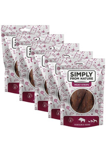 SIMPLY FROM NATURE Meat Strips Mięsne paski z dziczyzną i konopiami dla psów 5x80 g