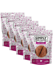 SIMPLY FROM NATURE Meat Strips Mięsne paski z indykiem i kokosem dla psów 5x80 g