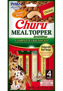 Dog Meal Topper Chicken Beef 4x14 g kremowy dodatek z kurczakiem i wołowiną do karmy dla psów