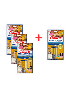 INABA Meal Topper Chicken Cheese 3 x 4x14 g kremowy dodatek z kurczakiem i serem do karmy dla kotów + 1 dodatek GRATIS