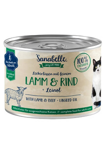 SANABELLE Lamb, Beef & Liniseed Oil 195 g - Mokra karma dla kotów z jagnięciną, wołowiną i olejem lnianym 195 g