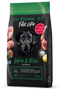 FITMIN dog For Life Lamb & Rice sucja akrma dla psów wszystkich ras 12 + 1 kg