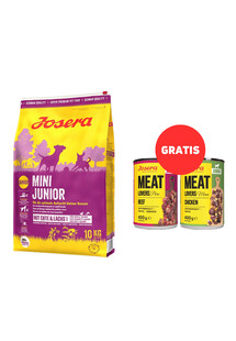 JOSERA Mini Junior 10kg dla szczeniąt ras małych + 2 x 400g Meat Lovers Junior GRATIS