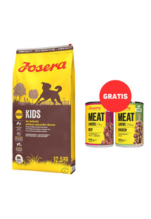 JOSERA Kids 12,5kg dla młodych psów ras średnich i dużych + 2 x 400g Meat Lovers Junior GRATIS