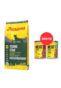 JOSERA YoungStar 12,5kg dla szczeniąt i młodych psów + 2 x 400g Meat Lovers Junior GRATIS