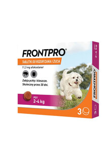 FRONTPRO DOG S tabletki na pchły i kleszcze dla psów 2-4 kg - 3szt