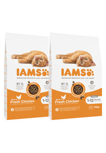 IAMS for Vitality sucha karma dla kociąt ze świeżym kurczakiem 20 kg (2 x 10 kg)