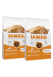 IAMS for Vitality sucha karma dla starszych kotów ze świeżym kurczakiem 20 kg (2 x 10 kg)