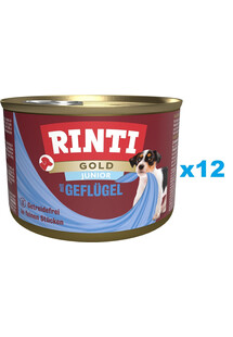 RINTI Gold Junior Poultry Mini Drób dla szczeniąt ras małych 12x185 g