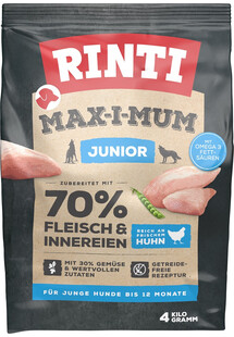 RINTI MAX-I-MUM Junior Chicken sucha karma z kurczakiem dla szczeniąt 4 kg