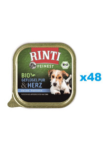 RINTI Feinest Bio Poultry Pure&Poultry hearts tacka drób i serca drobiowe 48x150 g