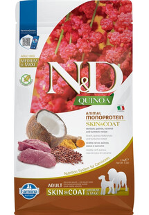 N&D Quinoa Dog Adult Medium Maxi Skin and Coat Venison Coconut 2,5 kg dla ras średnich i dużych