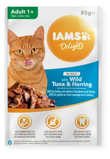 IAMS Cat Adult All Breeds Tuna & Herring In Jelly 85g - karma mokra dla kota w galarecie