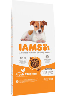 IAMS ProActive Health Puppy & Junior Small & Medium Breed Chicken, 12 kg - sucha karma dla szczeniąt, ras małych i średnich, 12 kg