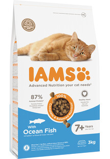 IAMS For Vitality Cat Senior Ocean Fish karma dla kota z rybą, 3 kg - sucha karma dla starszych kotów, 3 kg