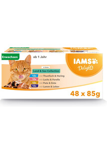 IAMS Cat Delights Adult All Breeds Land&Sea In Jelly Pouch 48 X 85 g - mokra karma dla kota