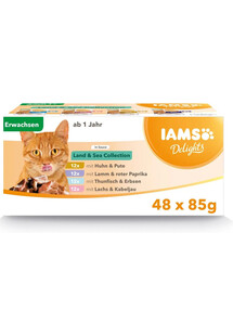 AMS Delights Adult All Breeds Land&Sea In Gravy 48 X 85 g zestaw dla kota karmy mokrej