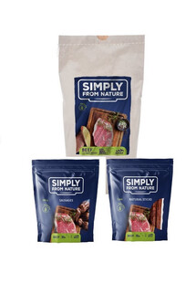 SIMPLY FROM NATURE Zestaw promocyjny karma sucha dla psa  z wołowiną 1,2 kg + naturalne przekąski wołowe