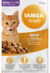 IAMS Cat Kitten All Breeds Chicken In Gravy Pouch 85 g - mokra karma dla kociąt