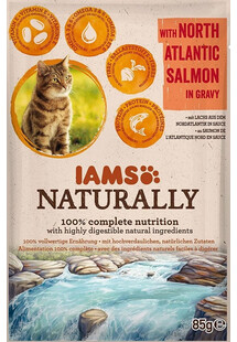 IAMS Naturally Senior Cat with North Atlantic Salmon in Gravy 85 g - mokra karma dla kotów w sosie