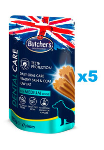 BUTCHER'S Dental Care for Medium Dogs 5x180g przysmaki denstystyczne dla psów ras średnich