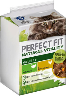 Natural Vitality Adult 1+ Drób 6x50g saszetki z indykiem i kurczakiem w sosie dla kotów