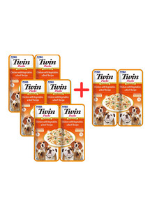 INABA Dog Twin Kurczak, warzywa i wołowina w bulionie dla psów 2x40 g 3+1 GRATIS