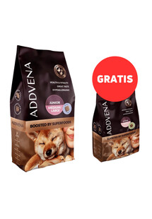 ADDVENA Boosted by Superfoods Junior medium&large 10kg dla szczeniąt ras średnich i dużych + 2,5kg dla szczeniąt ras małych GRATIS