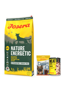 JOSERA Nature Energetic 12,5kg dla dorosłych aktywnych psów + 1x Denties & Meat Lovers GRATIS