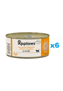 Applaws Natural Cat Food Chicken Cheese in Broth 6x70 g mokra karma dla kotów kurczak z serem w bulionie