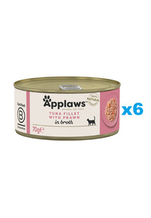 APPLAWS Natural Cat Food Tuna with Prawn in Broth 6x70g tuńczyk i krewetki w bulionie mokra karma dla kotów