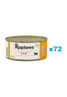 APPLAWS Natural Cat Food Chicken Breast in Broth 72x156g pierś z kurczaka w bulionie dla kotów