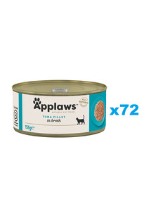 APPLAWS Natural Cat Food Tuna Fillet in Broth 72x156 g filet z tuńczyka w bulionie dla kotów