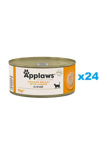 APPLAWS NaturalCat Food Chicken Breast with Cheese in Broth 24x156 g pierś z kurczaka z serem w bulionie dla kotów